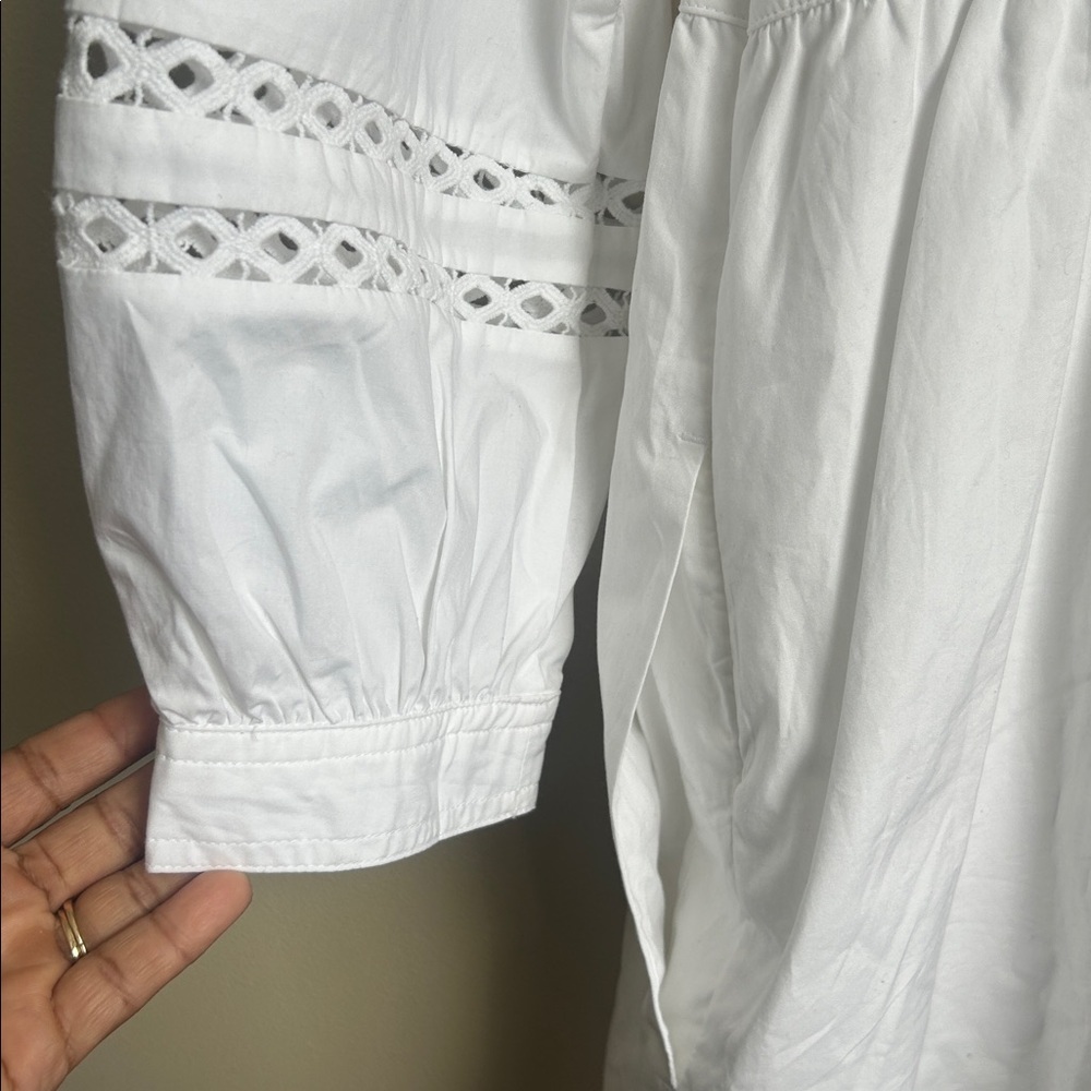 Banana Republic eyelet gathered-waist mini dress white size large nwt - Picture 7 of 9